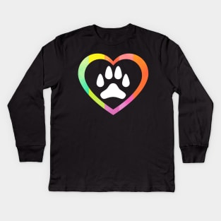 dog paw in heart Kids Long Sleeve T-Shirt